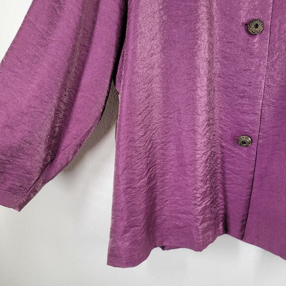 Ulla Popken Jacket Womens Plus Sz 28/30 Purple Shimmer Jewel Button Relaxed Fit - Picture 3 of 10